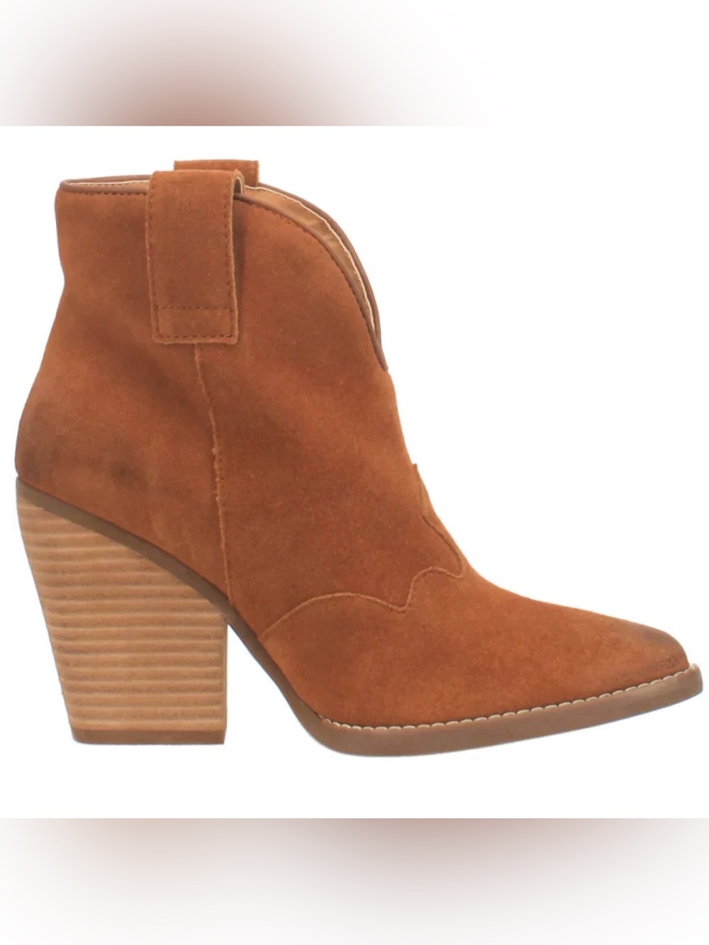 dingo Tan Suede Western Ankle Boots - Picture 3 of 16